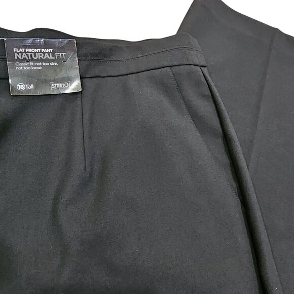 Avenue Womens Plus Size Black Pants Flat Front Straight Leg Stretch Waist 18Tall - Picture 9 of 16